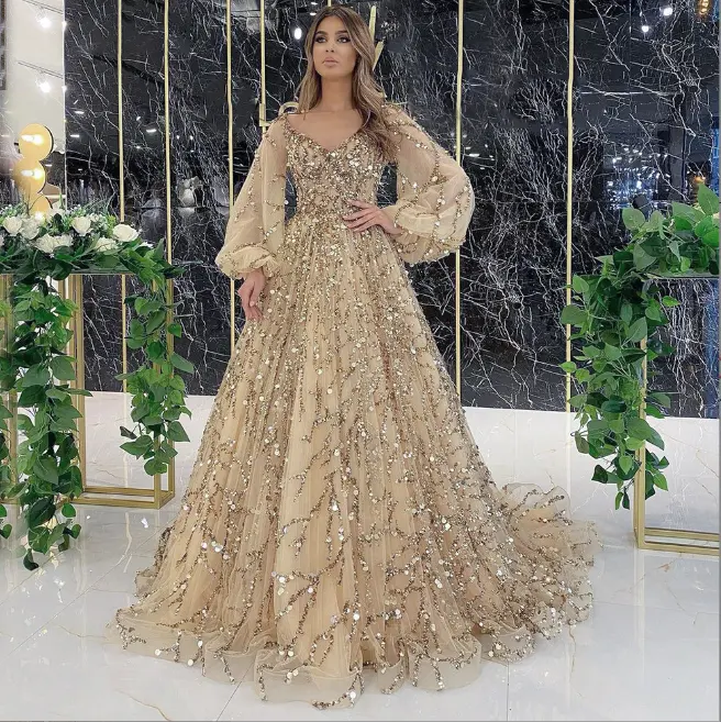 2023 vestido de noche con cuentas de industria pesada de oro nuevo para mujer vestido largo Sexy Celebrity Prestige Queen