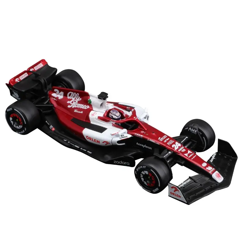 Carro de corrida Alfa Remo F1 2022 1:43 de alta qualidade #24 #77 carro fundido em liga com capacete modelo de carro de simulação para decoração