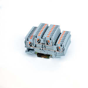 PTTB 4 Grey 24-10 AWG 500V/28A <strong>Double</strong> <strong>Layer</strong> Push-in <strong>Double</strong> Level DIN Rail Feed Through Copper <strong>Spring</strong> <strong>Terminal</strong> <strong>Block</strong> Connector