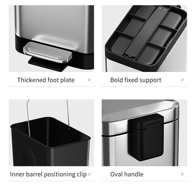 wholesale 10L kitchen food stainless steel trash can in waste bins