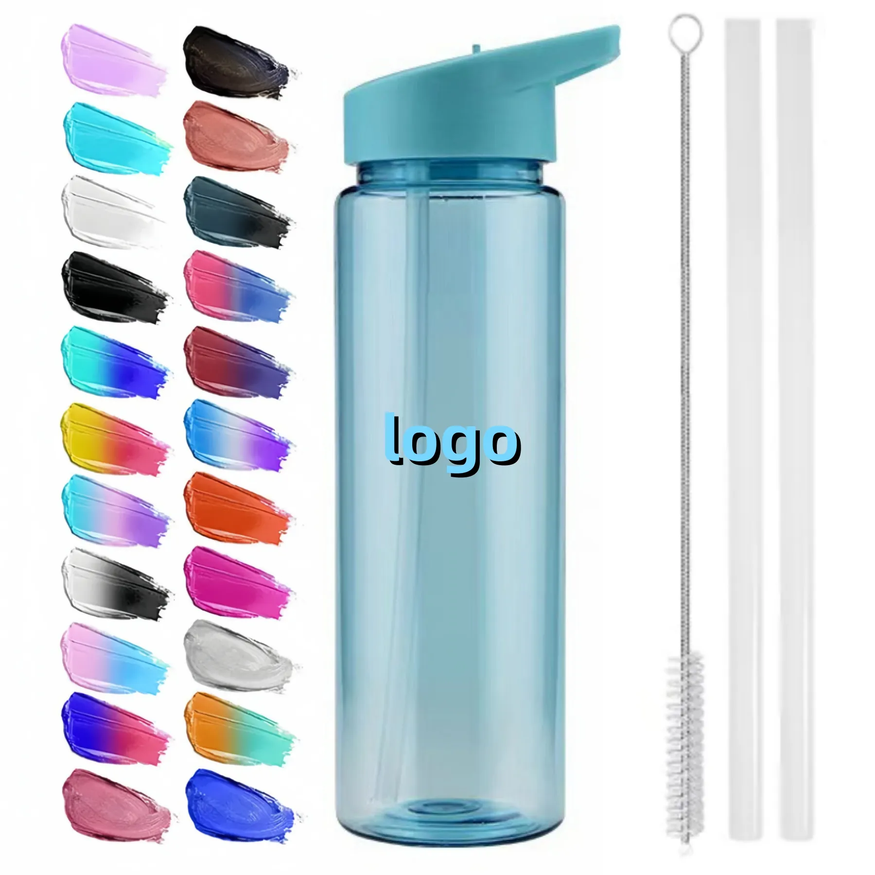 Fabriek Helder Water Fles Voor Draagbare Sport Plastic Drinkwater Fles Groothandel Bpa Gratis Custom Kleurrijk Logo En Pakket