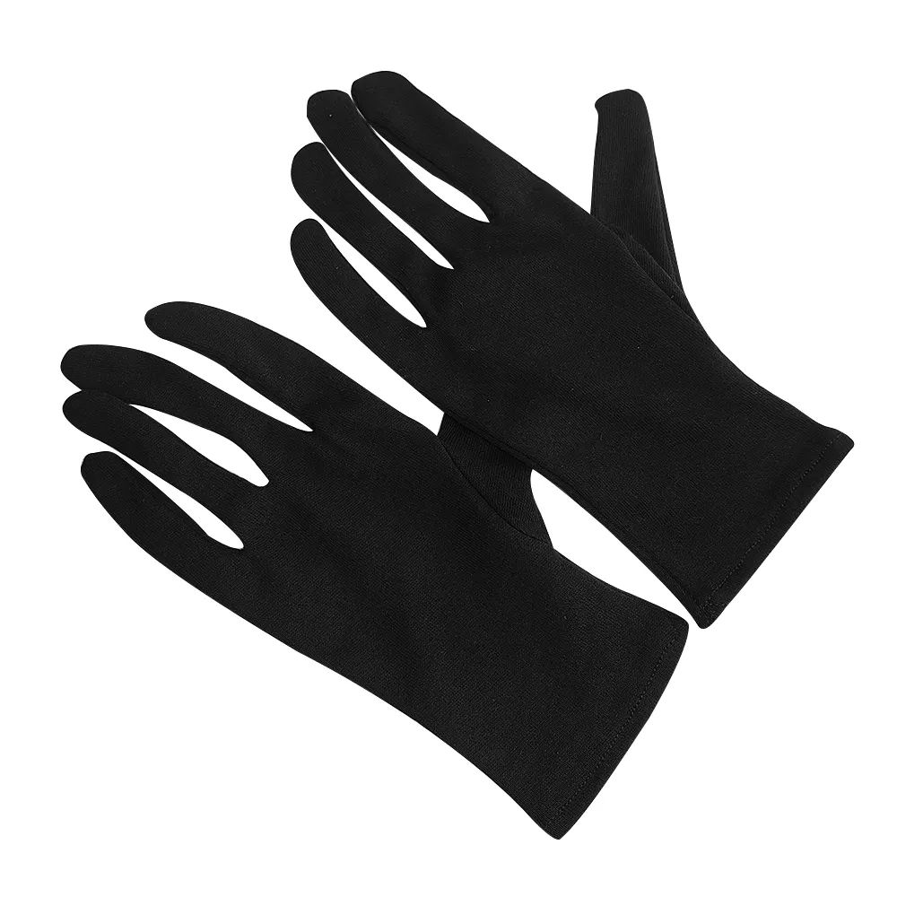 Guantes negros de algodón 100% Ceremonia Transpirable Hidratante Absorbente Uniformes negros guantes