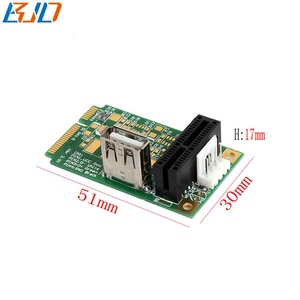 <strong>PCI</strong> Express 1X Slot + USB 2.0 Connector to Mini <strong>PCI</strong>-E MPCIe Interface Expansion Riser Card With Molex 4PIN Power - Product Image 3