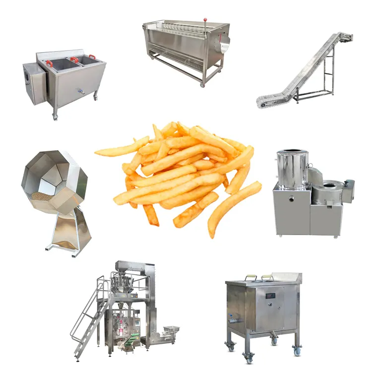 Máquina semiautomática para freír patatas fritas, línea de producción de patatas fritas