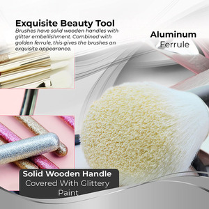 7 adet Glittery uçucu makyaj fırçası Set ile seyahat kılıfı vakıf kapatıcı ve tıraş fırçaları içerir - Product Image 2
