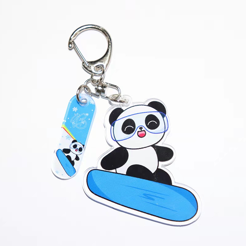 2022批发定制各种颜色亚克力可爱熊猫闪光钥匙扣礼品 - Product Image 3