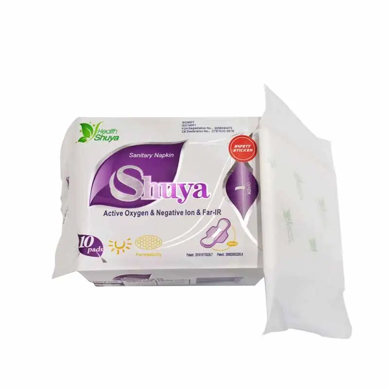 Serviettes menstruelles jetables de serviette hygiénique de jour d'anion de coton de Shuya de bonne qualité