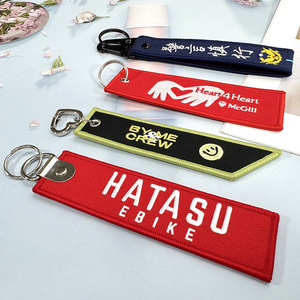 Benutzer definierte Stoff Gepäck anhänger Bestickter Schlüssel bund Gewebtes Etikett Doppelseitige Stickerei Kurzes personal isiertes Logo Exquisiter Schlüssel bund - Product Image 5