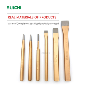 RUICHI-Juego de cinceles fríos, 6 unidades, cincel cilíndrico plano con bolsa de lona, cincel cónico para ladrillo, hormigón, piedra metálica