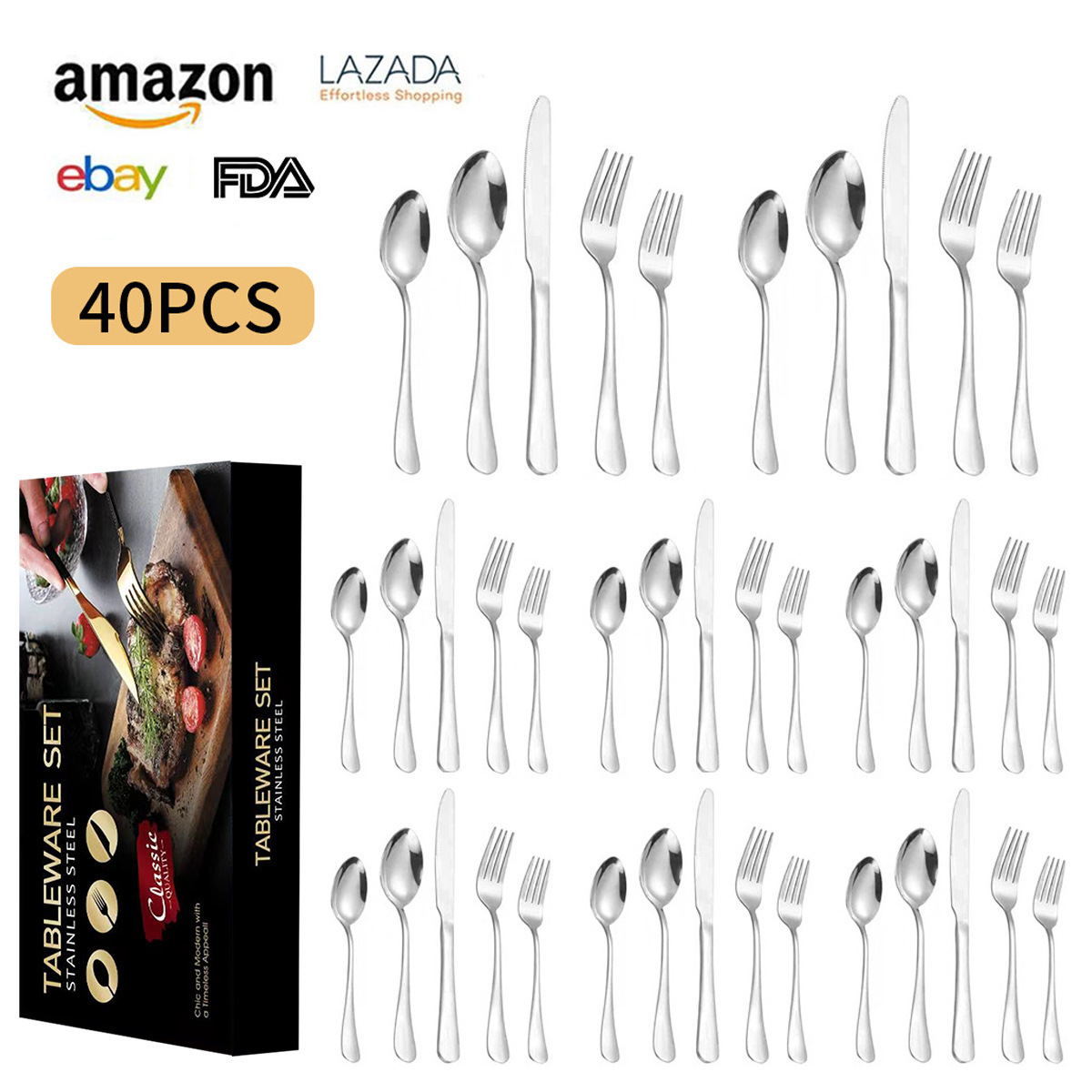 Plata 40-piece SET/sirve 8 personas