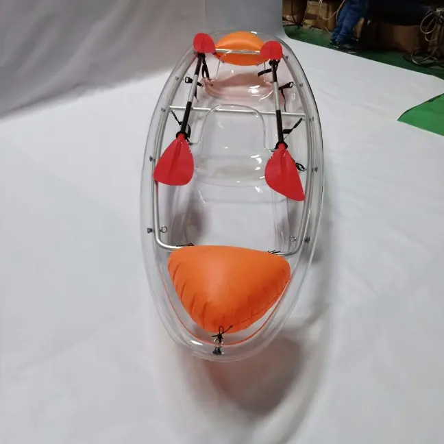 Precio al por mayor diseño creativo peso ligero policarbonato Kayak barco cristal transparente Kayaks Barco de plástico para el entretenimiento
