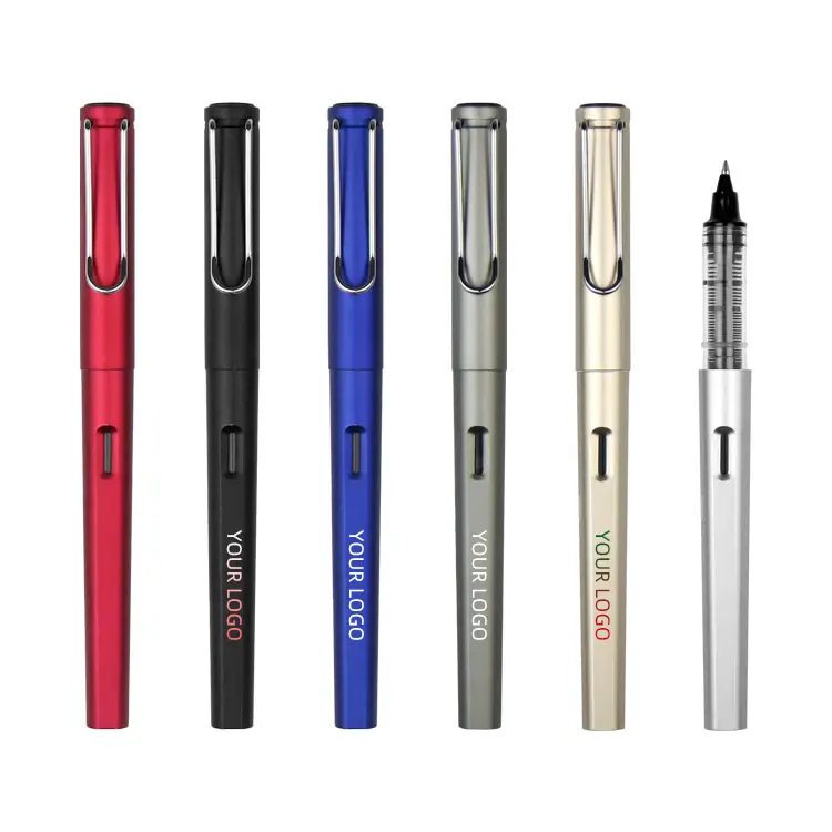 Customized Logo Visible Capacity High-end Design Solid Color body Office Signature Gel pen