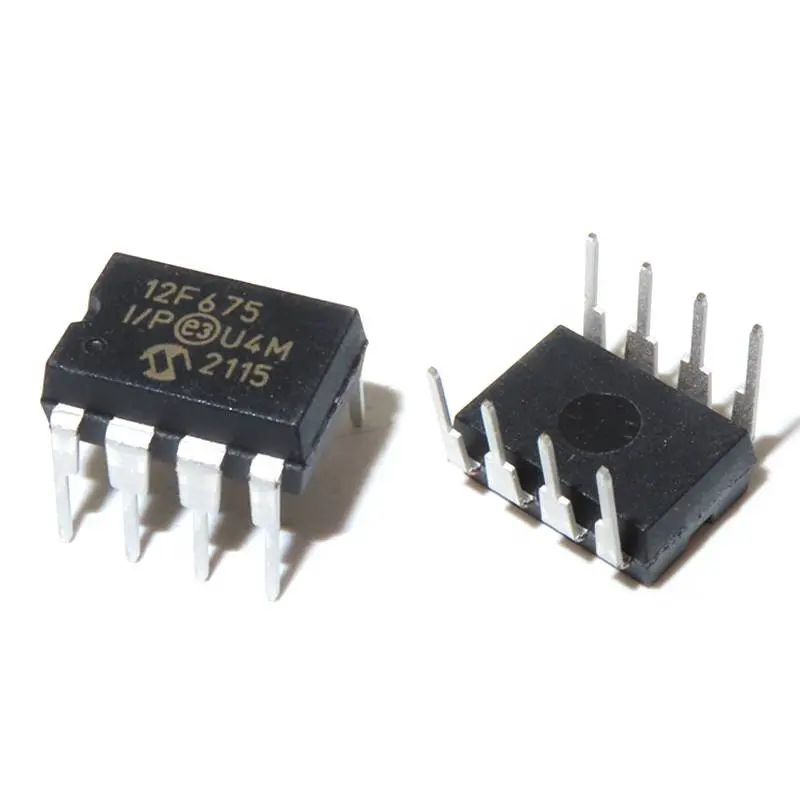 PIC12F675 PIC12F675-I/P novos componentes eletrônicos originais de 8 bits IC MCU 8Bit 1.75KB Flash DIP8 Microcontroladores IC MCU