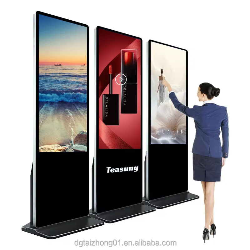 Señalización digital y pantalla LCD interactiva, máquina de publicidad vertical de 65 pulgadas, señalización digital de pie