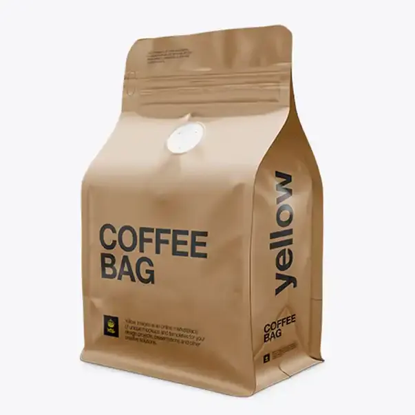 Verpackung für Kaffee, Kraft papier mit flachem Boden Kompost ierbare Kaffee beutel mit Ventil und Reiß verschluss Bolsas Para Cafe Kaffee verpackung