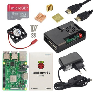 Raspberry Pi 3 modello B o Raspberry Pi 3 modello B Plus Board + custodia ABS + alimentatore Mini PC Pi 3B/3B + con WiFi e dente blu