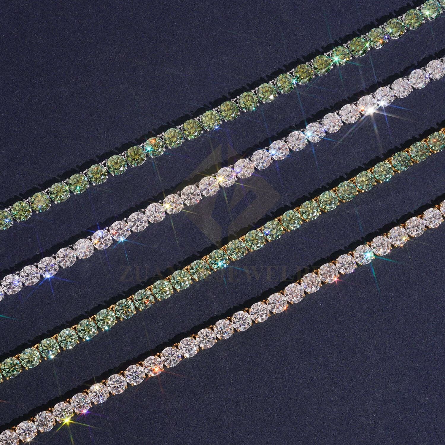 มอยซาไนต์สีเขียวฟ้า --- ชุบทองคำขาว