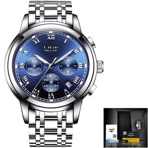 LIGE LG9810 Phantasie Gold China Männer Quarzuhr Stahlband Wasserdicht 3 Ziffer blätter Multifunktion suhr Datum Anzeige Business-Uhr - Product Image 1
