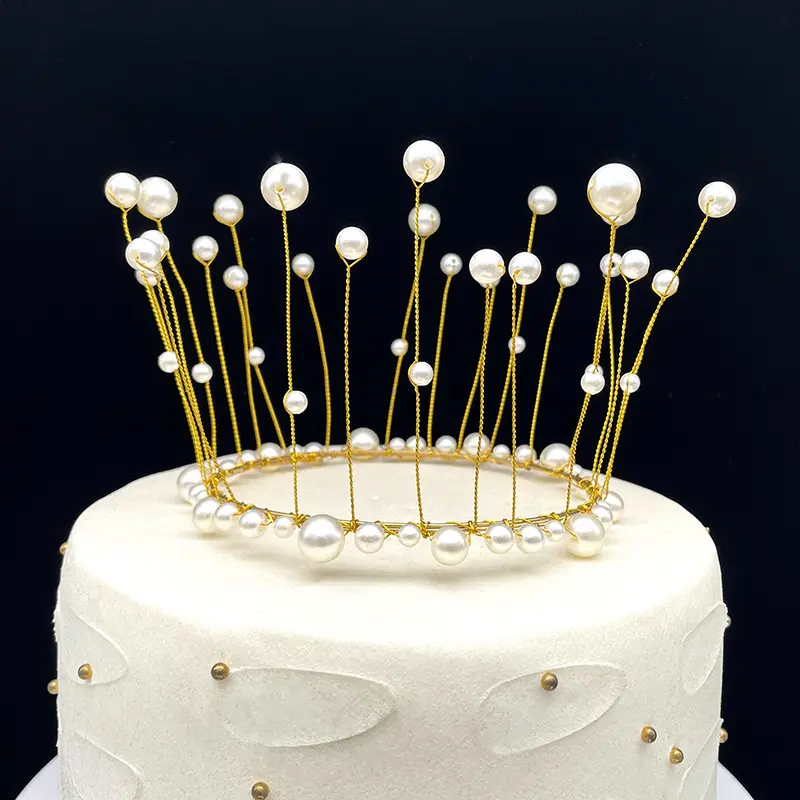 Party Queen Prinses Haarband Bruiloft Verjaardag Taart Decoratie Champagne Rood Witte Parel Kroon