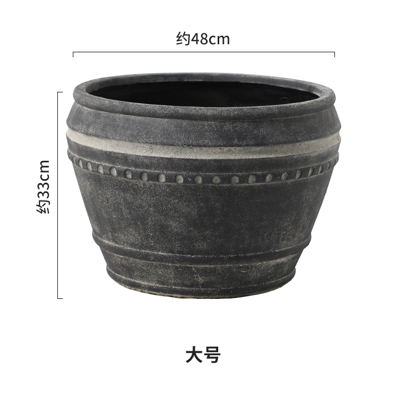 Bassin ouvert en poterie noire - boue de magnésium