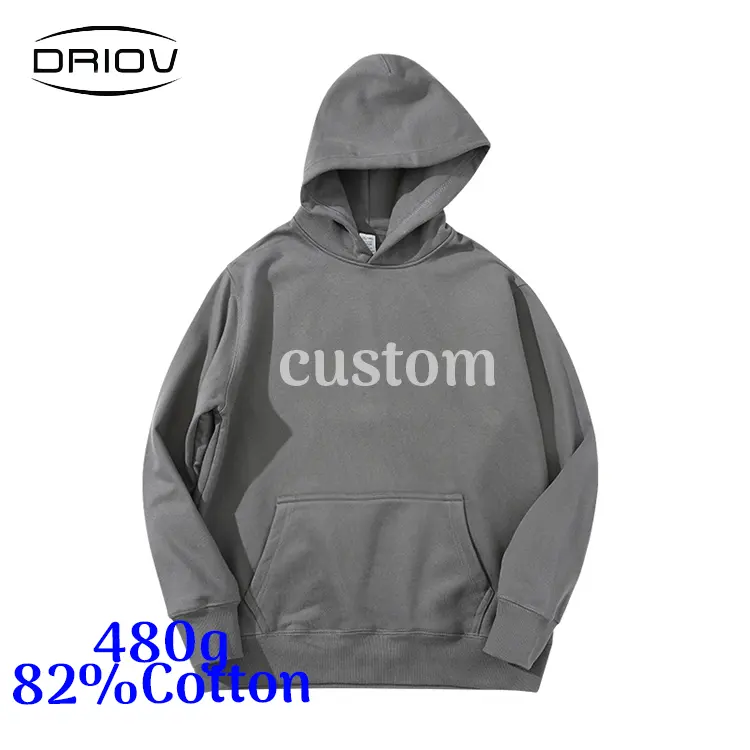 Sudaderas de algodón de 480G con logotipo personalizado de alta calidad para hombre, sudaderas con capucha de talla grande en blanco de peso pesado para hombre