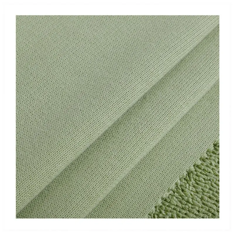 380 Gsm mode sweat à capuche tissu éponge nouveau en stock teint uni 100 coton français éponge tricoté tissu tissu