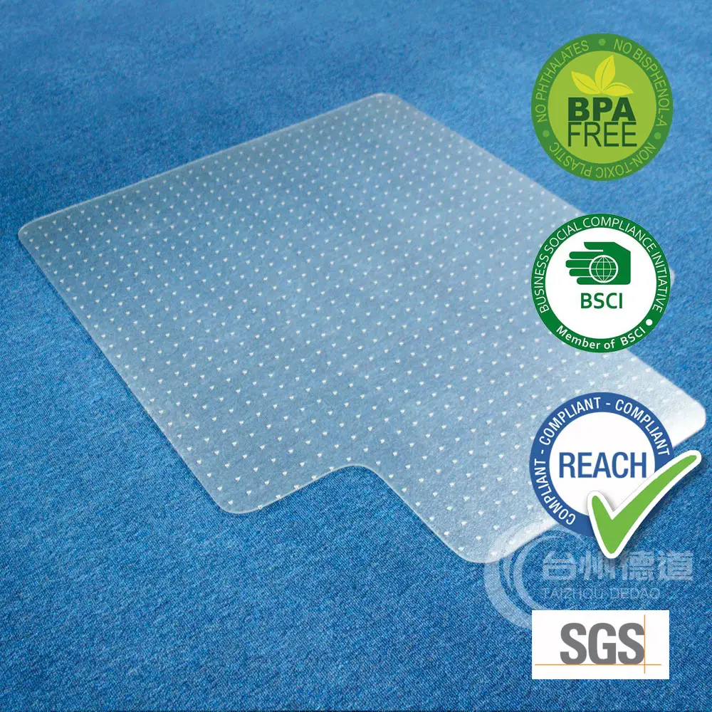 Protector de suelo de PVC transparente, esterilla para silla con labio para alfombra, 36x48 pulgadas