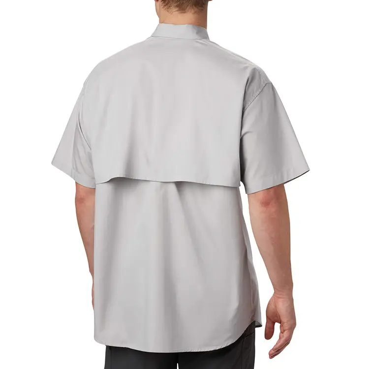 Camicia da pesca di design camicia da pesca a manica corta con bottone giostre camicie da pesca Oversize da uomo UPF cotone 100% alta qualità