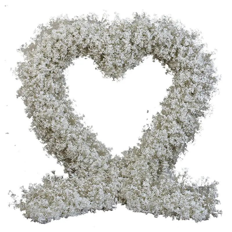 2.4 mètres nouveau souffle de bébé blanc en forme de coeur mise en page de scène de mariage floral Arrangement de fleurs simulé décoration de mariage