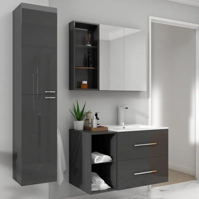 2021 New design painting-free wooden bathroom vanities mirror cabinet bath washbasin sink furniture