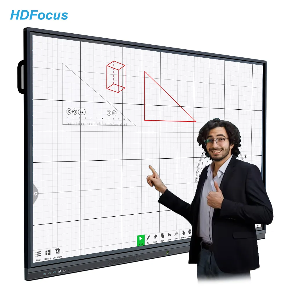 Hdfocus 110 Inch Interactief Bord 4K Whiteboard Smart Lcd Touch Screen Flat Panel Klaslokaal Interactief Whiteboard Voor School