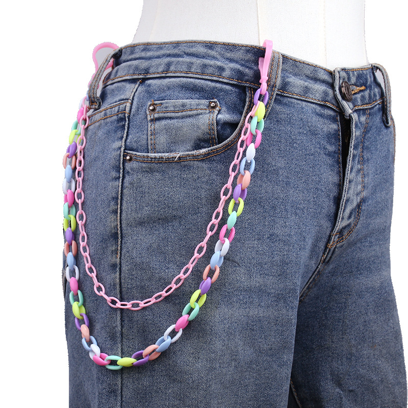 Colored resin double-layer trouser chain