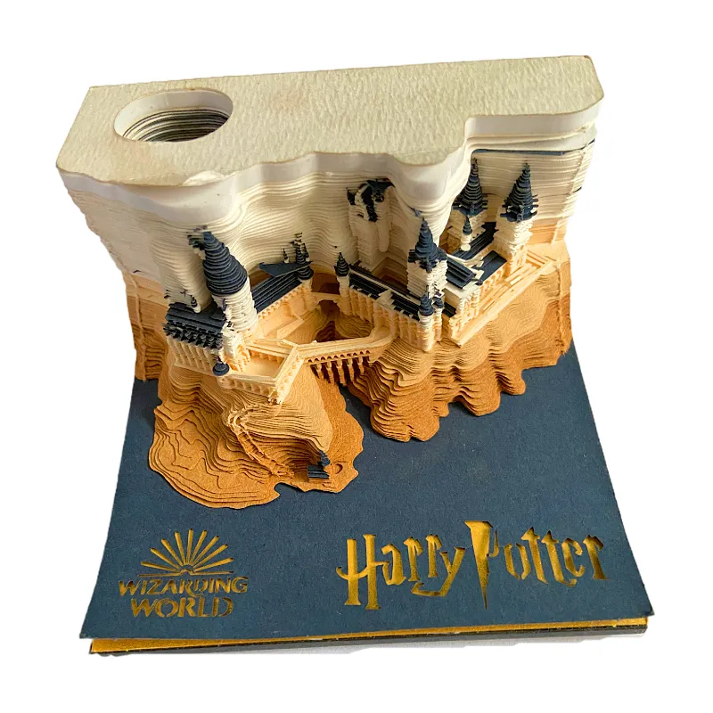 Kreatives Geschenk Papier Kunstburg 3D-Notizen-Kleber lasergeschnittene Papierkalender 3D kreatives Papierschnitzerei