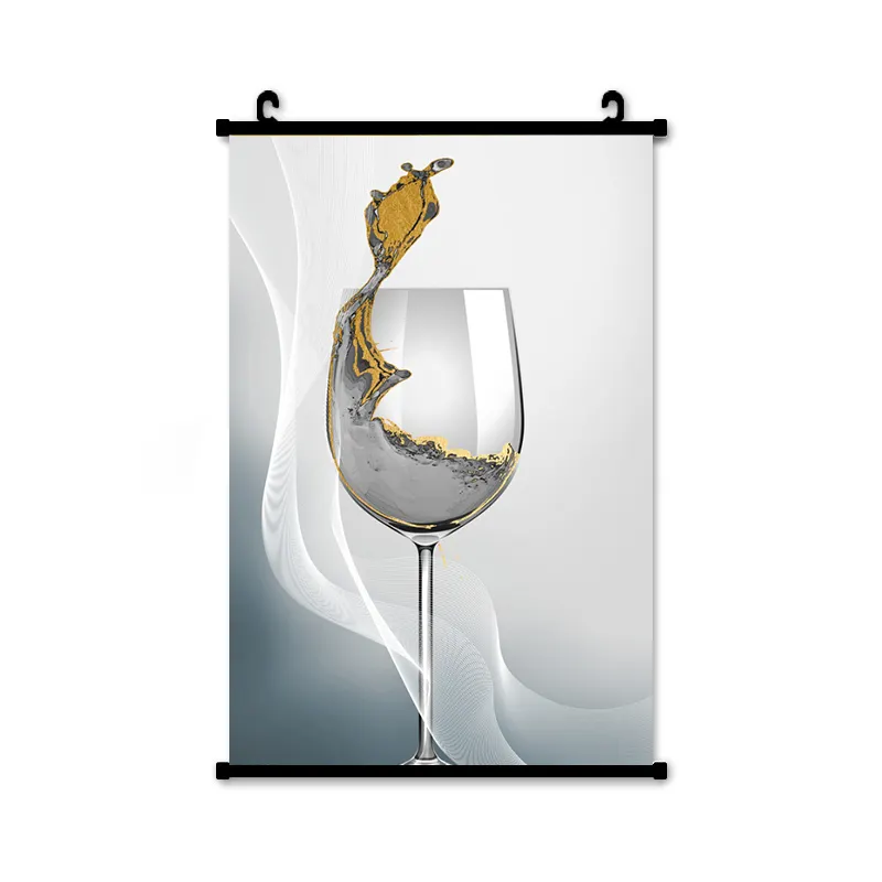 Pintura decorativa de copa de vino, adecuada para la pared de fondo de restaurante y bar, simple, europea, arte