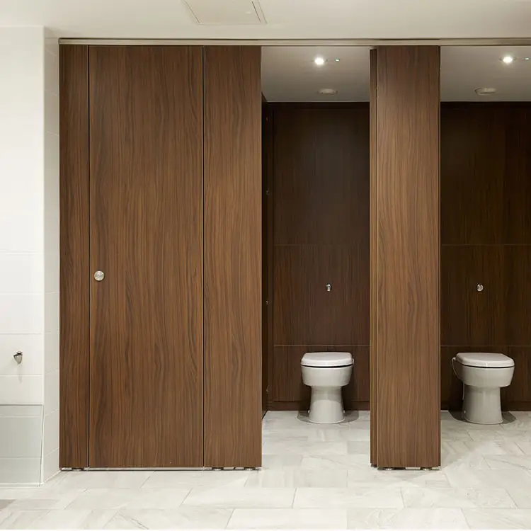 Tam boy 12mm katı fenolik banyo ahşap tahıl laminat tuvalet bölmeli kabinler merkezi tuvalet bölümleri otel