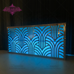 Hiện đại LED Light-Up oblong Tempered Glass Top Acrylic Bar bảng cho ăn uống ngoài trời khách sạn sử dụng với khung thép không gỉ cho quán rượu - Product Image 3