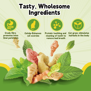 Venta al por mayor de golosinas secas nutritivas con sabor a menta enriquecidas con calcio de alta proteína pequeñas golosinas para gatos galletas de pescado - Product Image 2