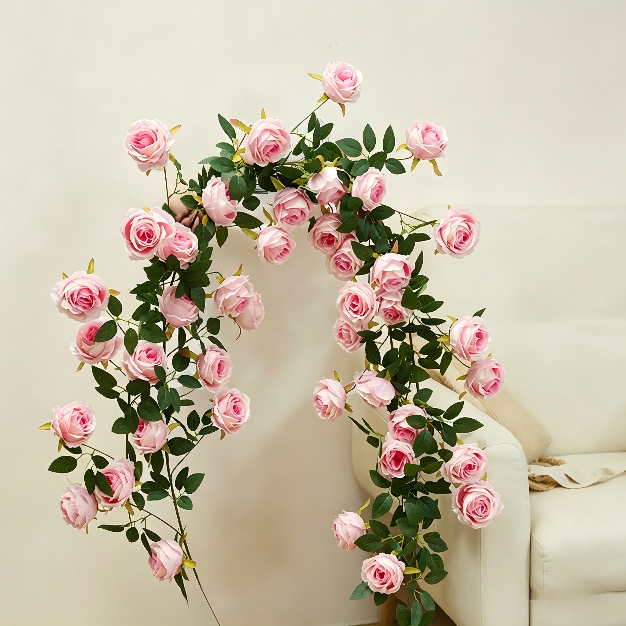 Pink large-flowered monet climbing rose-one vine