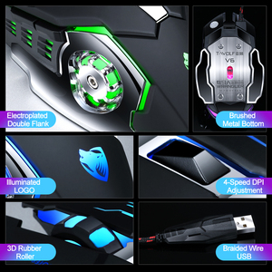 Nuovo mouse da gioco V6 di alta qualità ricaricabile multi-media telecomando touchpad computer hyperspeed mouse con led