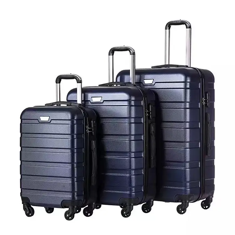 Taşımak bavul moda bagaj setleri 4 parça fabrika 4 tekerlekler bavul ABS sert kabuk arabası seyahat çantaları valiz kadınlar için