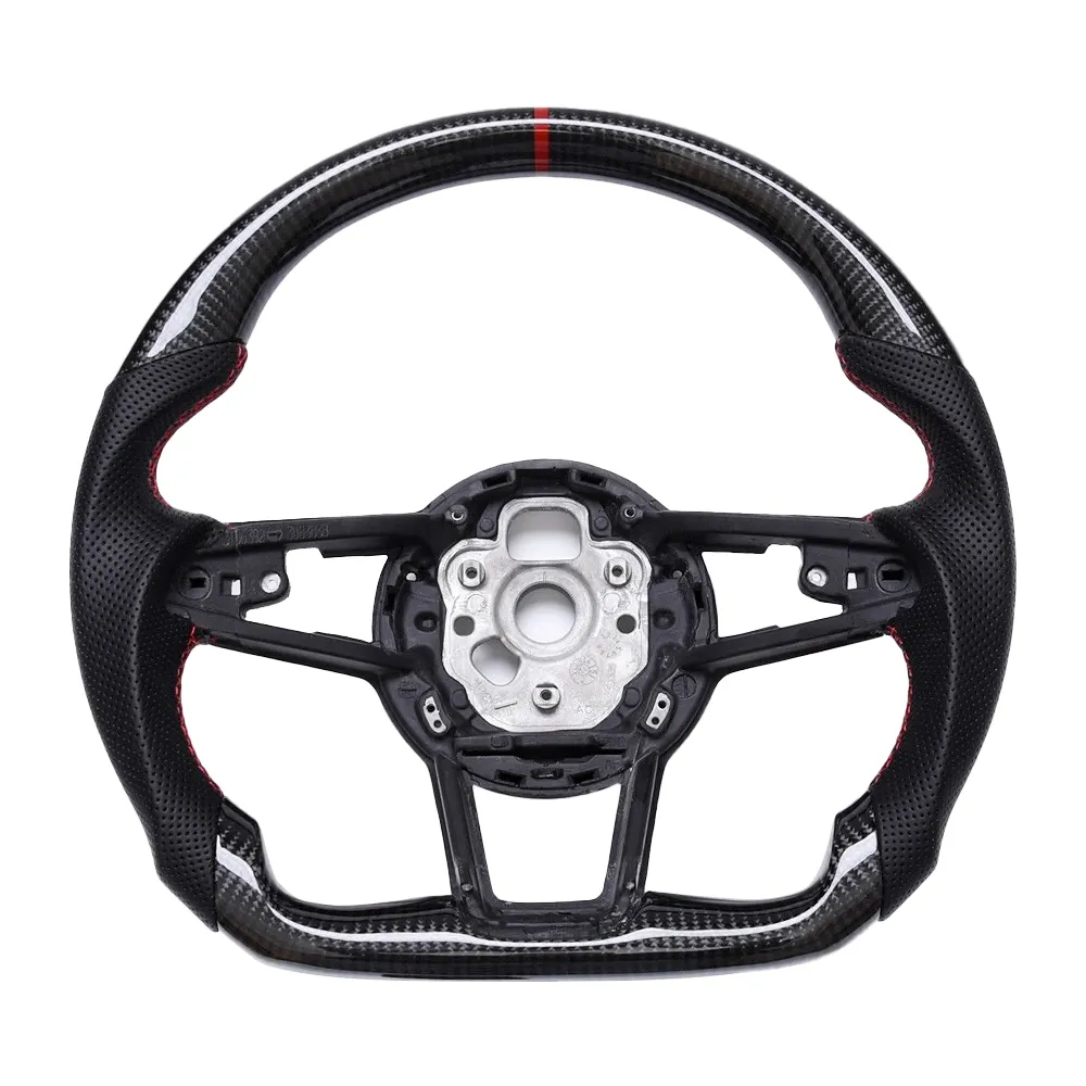 Volant universel Sport personnalisé plat en fibre de carbone véritable pour TT TTS R8