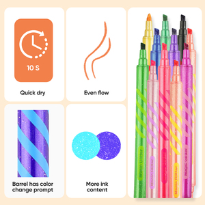 Canetas Marcadoras Glitter Joycat Atacado com Ponta Dupla Cores Glitter Metálicas para Crianças Fazer Cartões de Natal DIY - Product Image 3