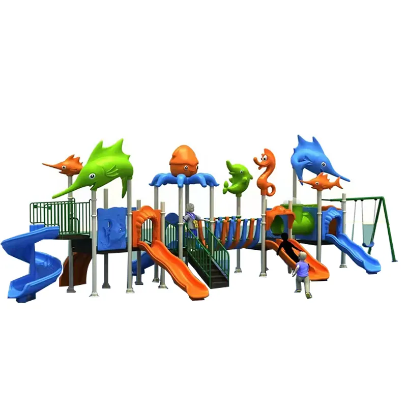 Scuola materna alla ricerca di attrezzature per parchi giochi in plastica per bambini serie Nemo con attrezzatura per intrattenimento scivolo per bambini
