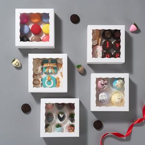 10ชิ้น, 7 "x 7" x 2 1/2 "นิ้วกล่องเบเกอรี่พร้อมหน้าต่างกล่องคุกกี้พายกล่องช็อคโกแลต - Product Image 4