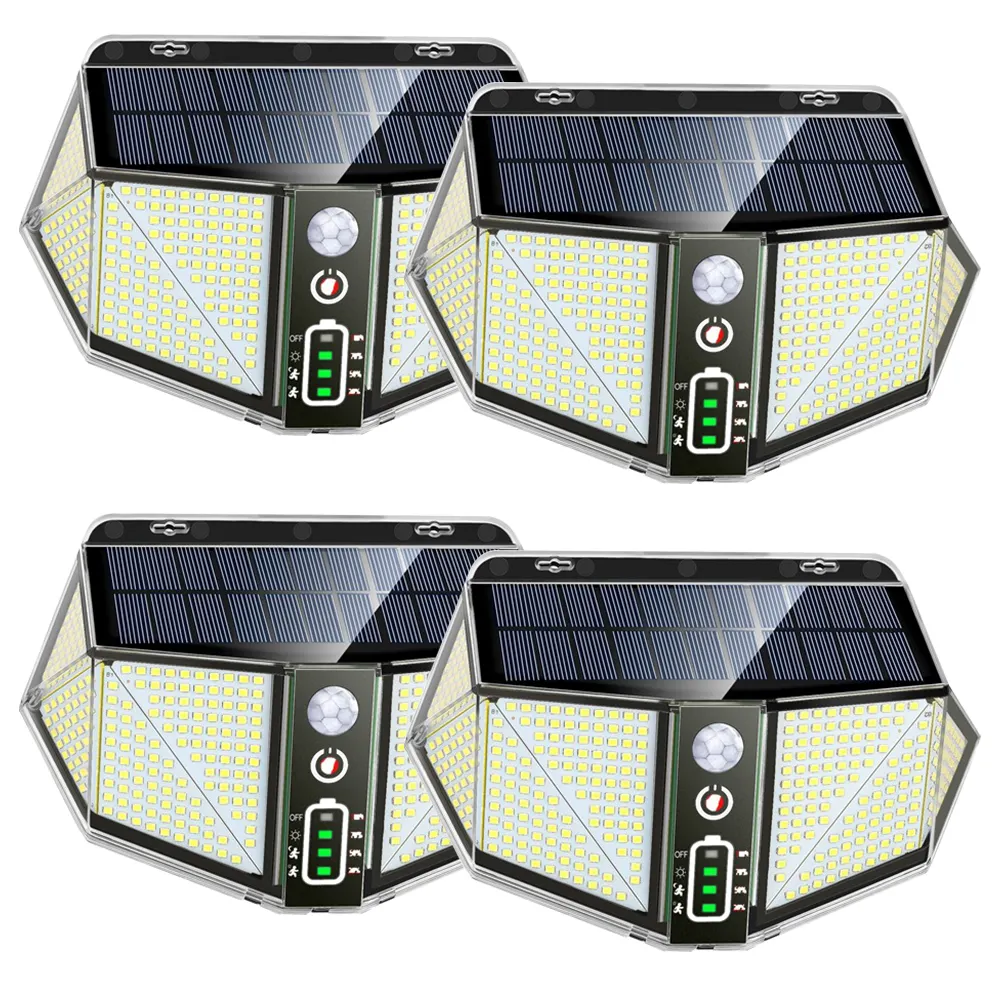 410 luz Solar LED PIR Sensor de movimiento lámpara Solar al aire libre IP65 luz de pared impermeable Luz de calle de jardín alimentada por luz solar