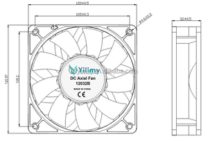 12032B High-Flow DC Axial Cooling Fan 120*120*32mm with Excellent Axial Flow Performance