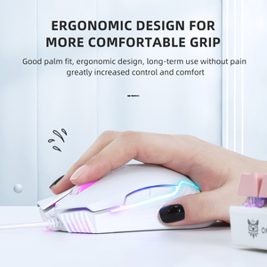 Onikuma Cw905 White Simple Wired <strong>Mouse</strong> Gaming 3600 <strong>Dpi</strong> Usb <strong>Mouse</strong> Wired Wired Computer <strong>Mouse</strong> 1200 <strong>Dpi</strong> With Rgb Led Light - Product Image 4