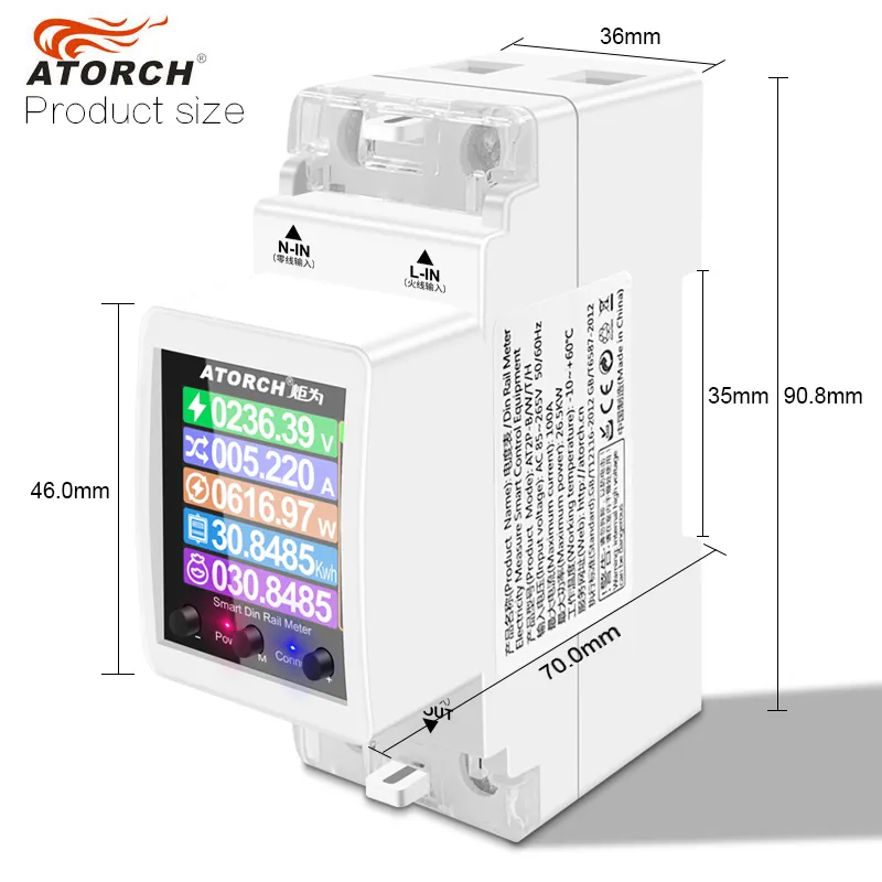 AT2PW 100A Tuya WIFI misuratore di energia su guida Din Smart Switch telecomando AC 220V 110V Digital Volt Amp Kwh misuratore di fattore di frequenza