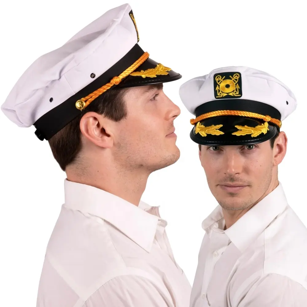 Chapéu de capitão de iate marinho da moda para adultos - Chapéu de fantasia ajustável - Chapéu de capitão de barco elegante para o Halloween