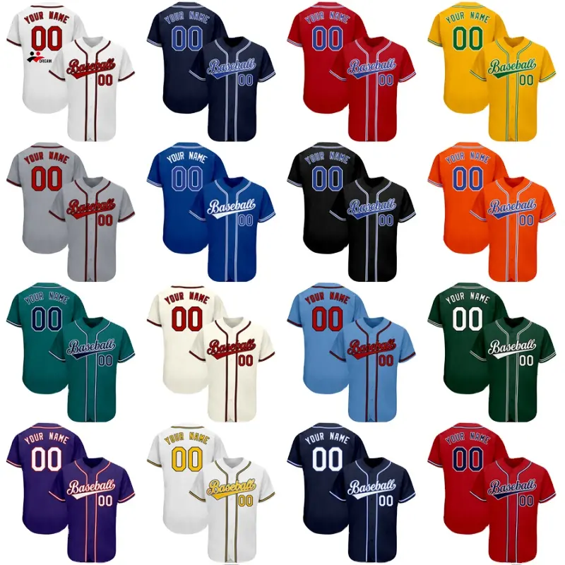 Venta al por mayor de fábrica, uniforme de Béisbol Juvenil para hombres, impresión personalizada, manga larga, camiseta de béisbol personalizada para hombres